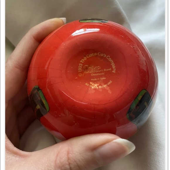 Vintage 1993 Enesco Coca Cola Christmas Ball Ornament Handmade Decoupage - Picture 2 of 4